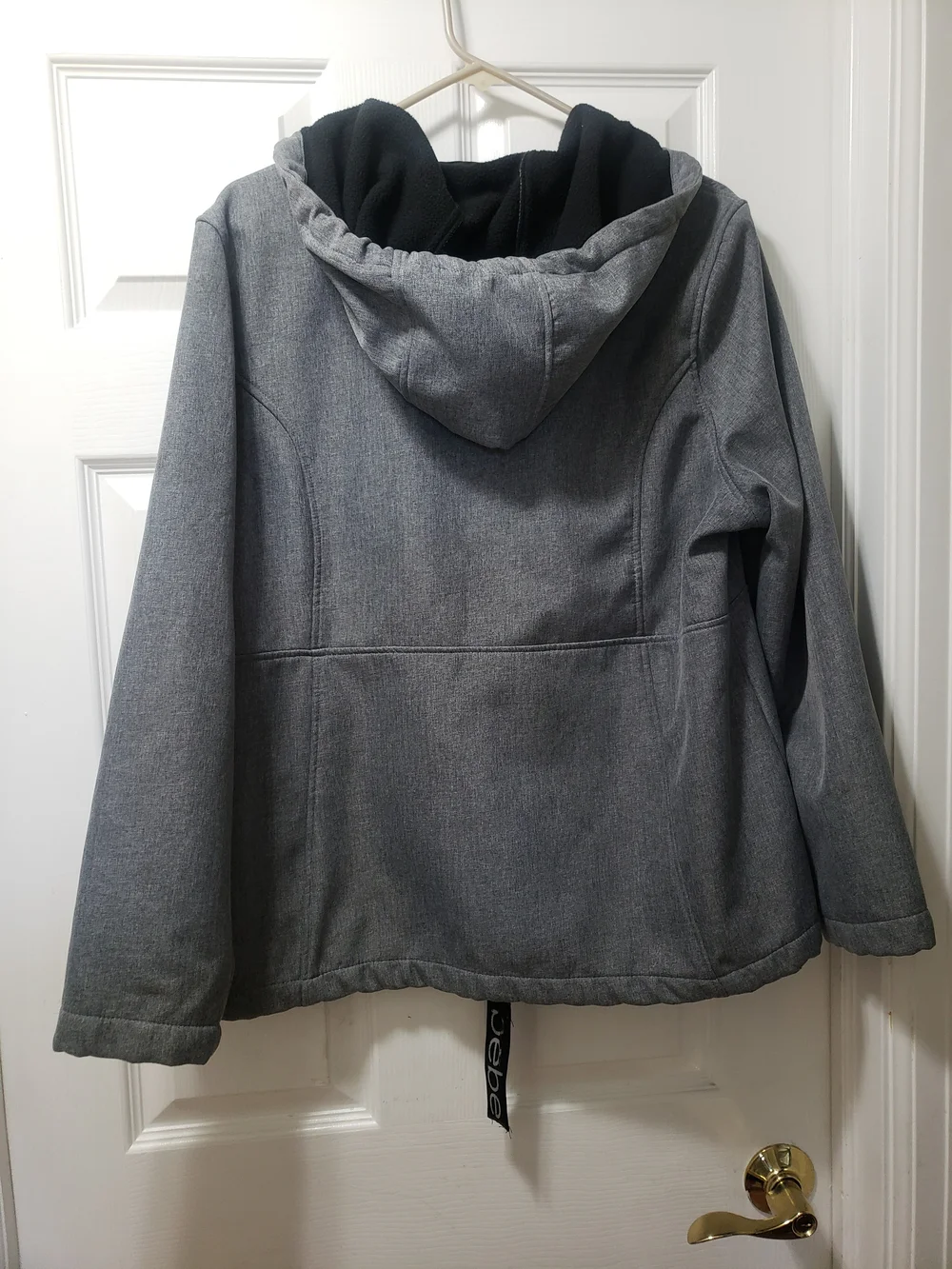 bebe Womens  Light Gray Hooded Zip Jacket with Black Lining